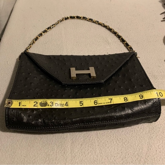 Courage B Black Genuine Leather Chain Strap Handbag Made In Italy - Picture 5 of 8